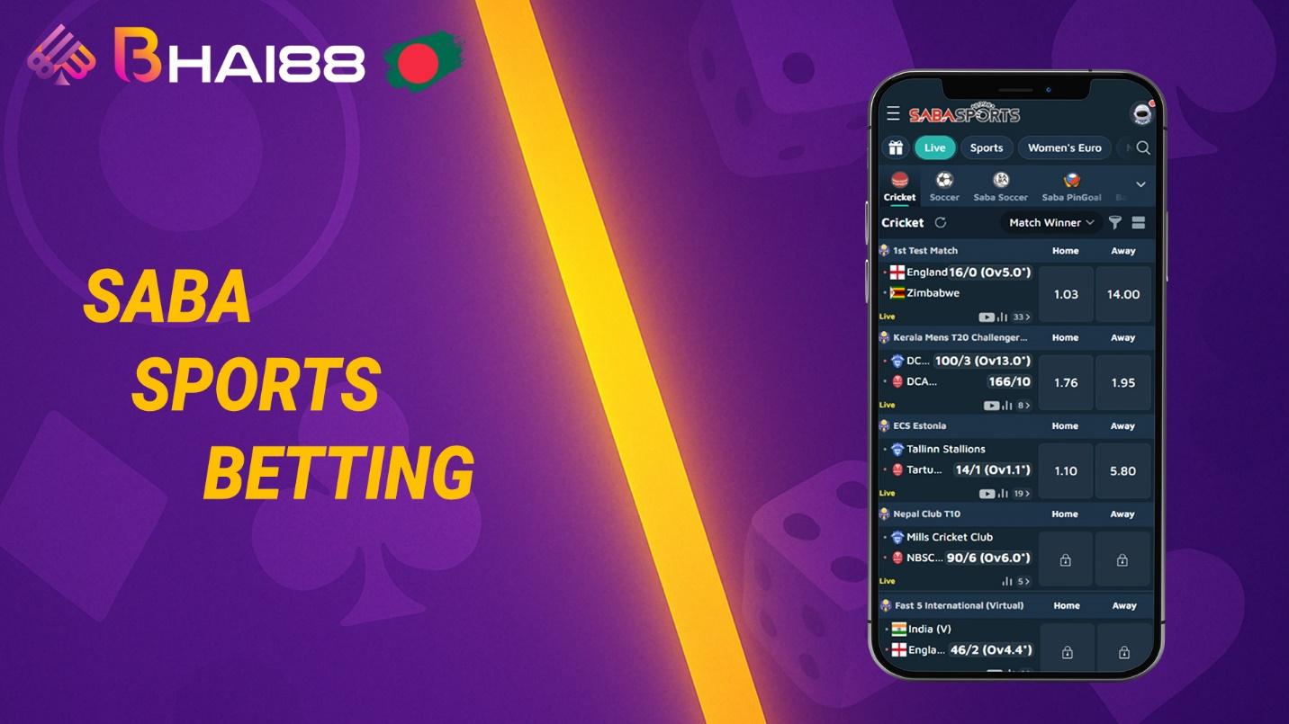 Screenshot of Saba sports betting interface on Bhai88