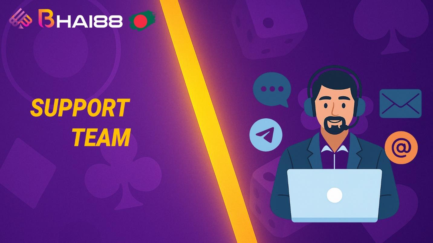 The Bhai88 help center offers live chat, Telegram, and email support.