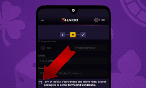 Accepting Bhai88 terms and conditions on an Android device.