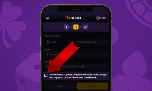 Accepting Bhai88 terms and conditions on an iOS device.