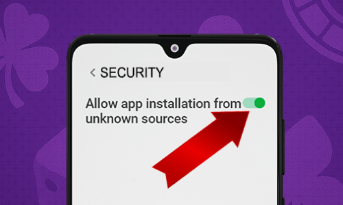 Enabling installation from unknown sources in Android security settings.