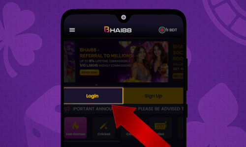 Tapping Login button on Bhai88 using Android.