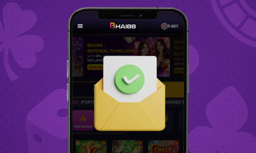 Verifying email address for Bhai88 account activation on iOS.