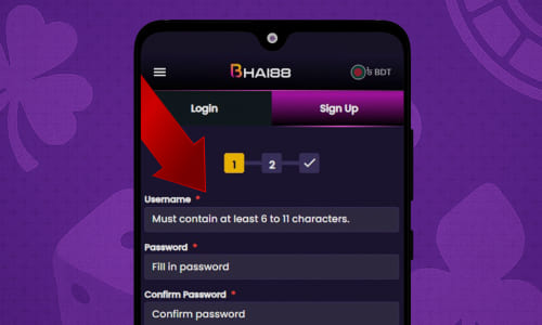 Filling out the registration form on Bhai88 via an Android device.