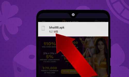 Installing the Bhai88 APK from the Downloads folder on an Android device