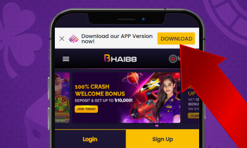 iPhone browser displaying a download button for the iOS version of the app