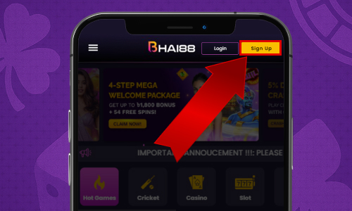 iPhone browser interface with the signup button highlighted