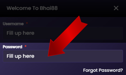 Password input field on Bhai88